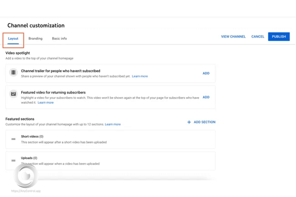 Personalización del canal con más detalles